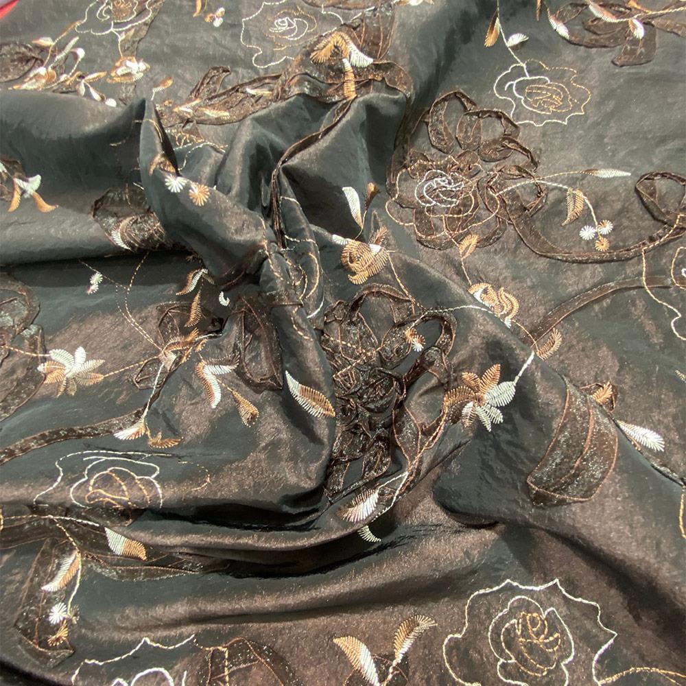 Nakış Tafta Kumaş Kahve 02