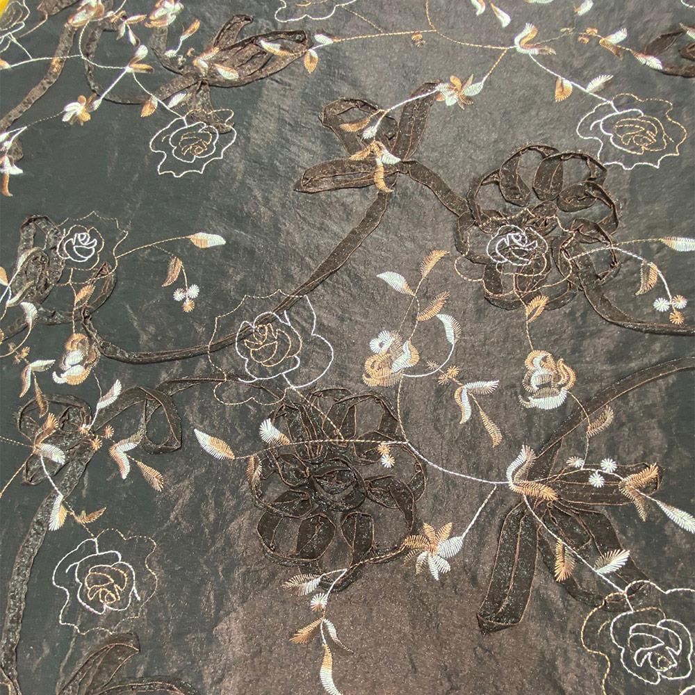 Nakış Tafta Kumaş Kahve 02