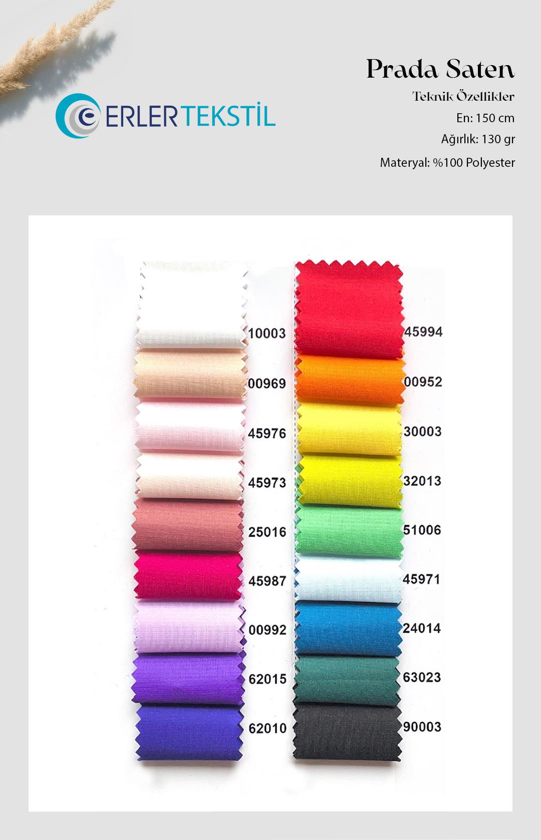 Prada Saten Kumaş Kartela (18 Renk)