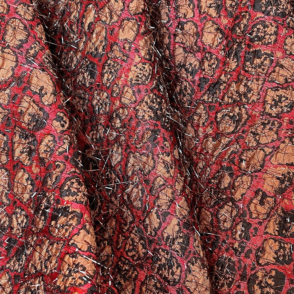 Sakallı Brokar Kumaş Turuncu Kırmızı 516 02