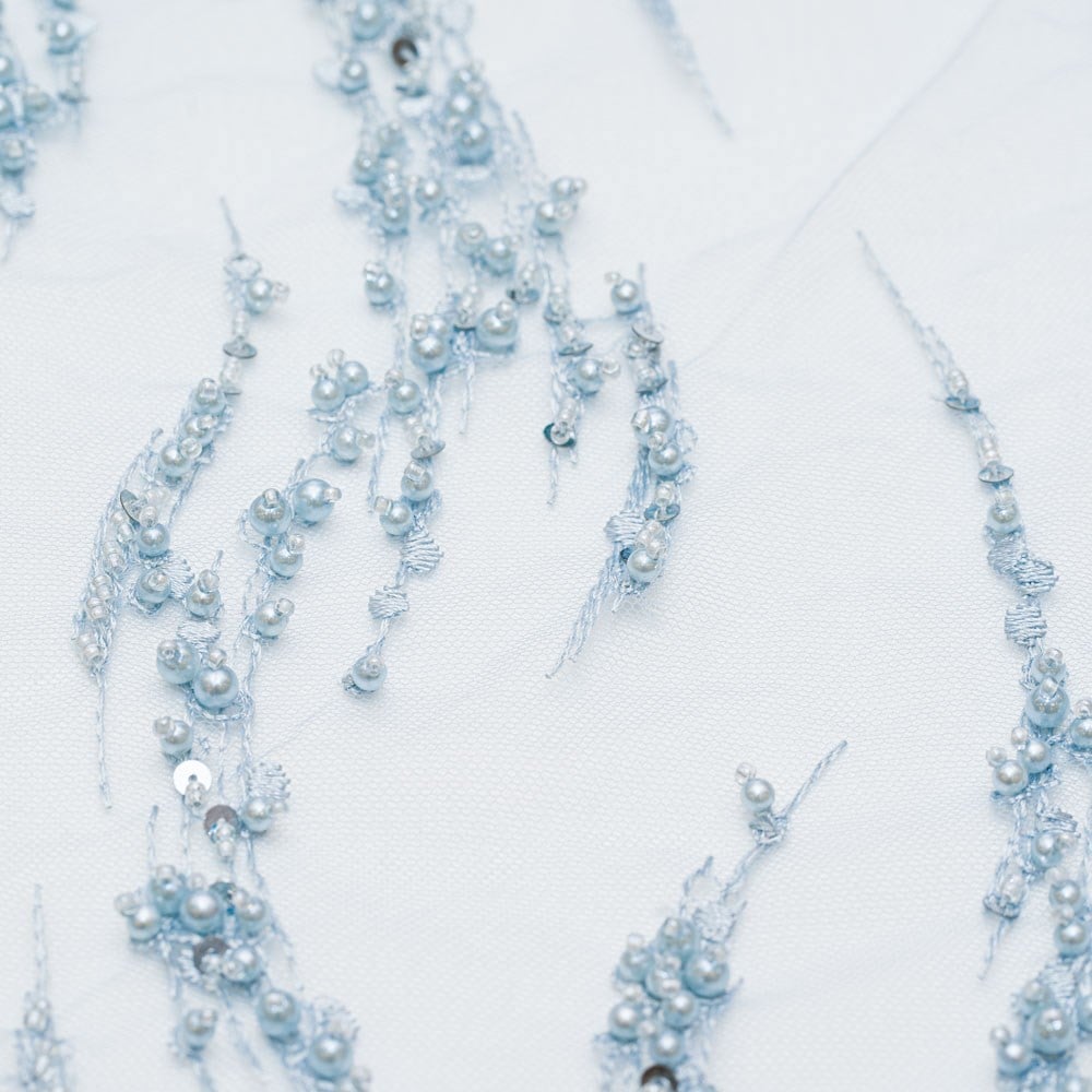 Tül Üzeri Boncuk İşleme Kumaş