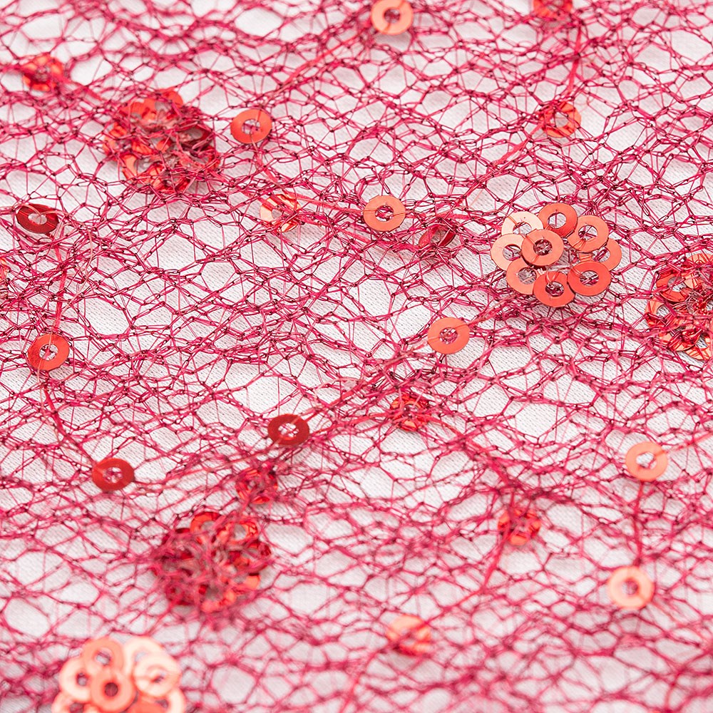 Tül Üzeri Örümcek Payet Kumaş