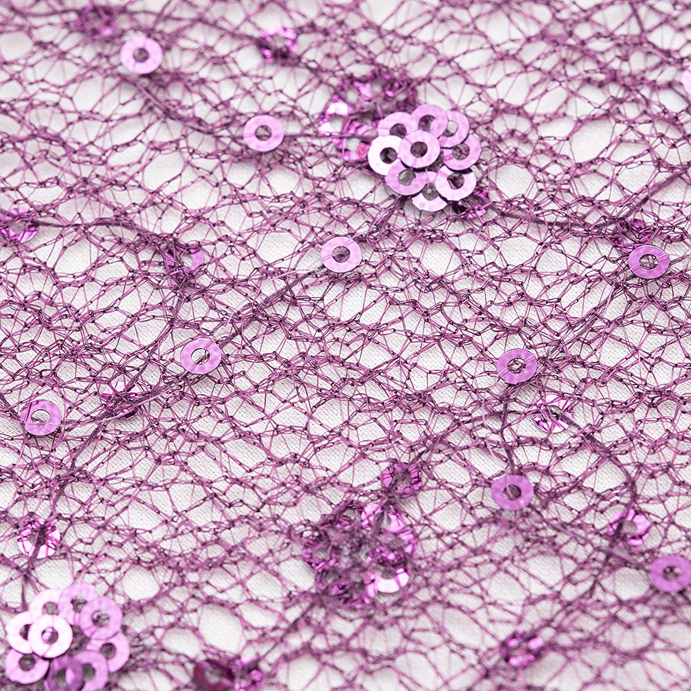 Tül Üzeri Örümcek Payet Kumaş