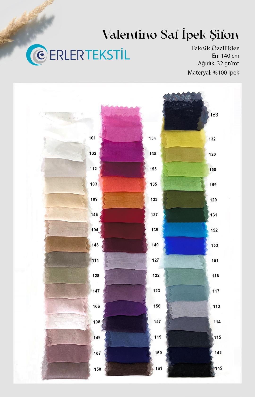 Valentino Saf İpek Şifon (49 Renk)
