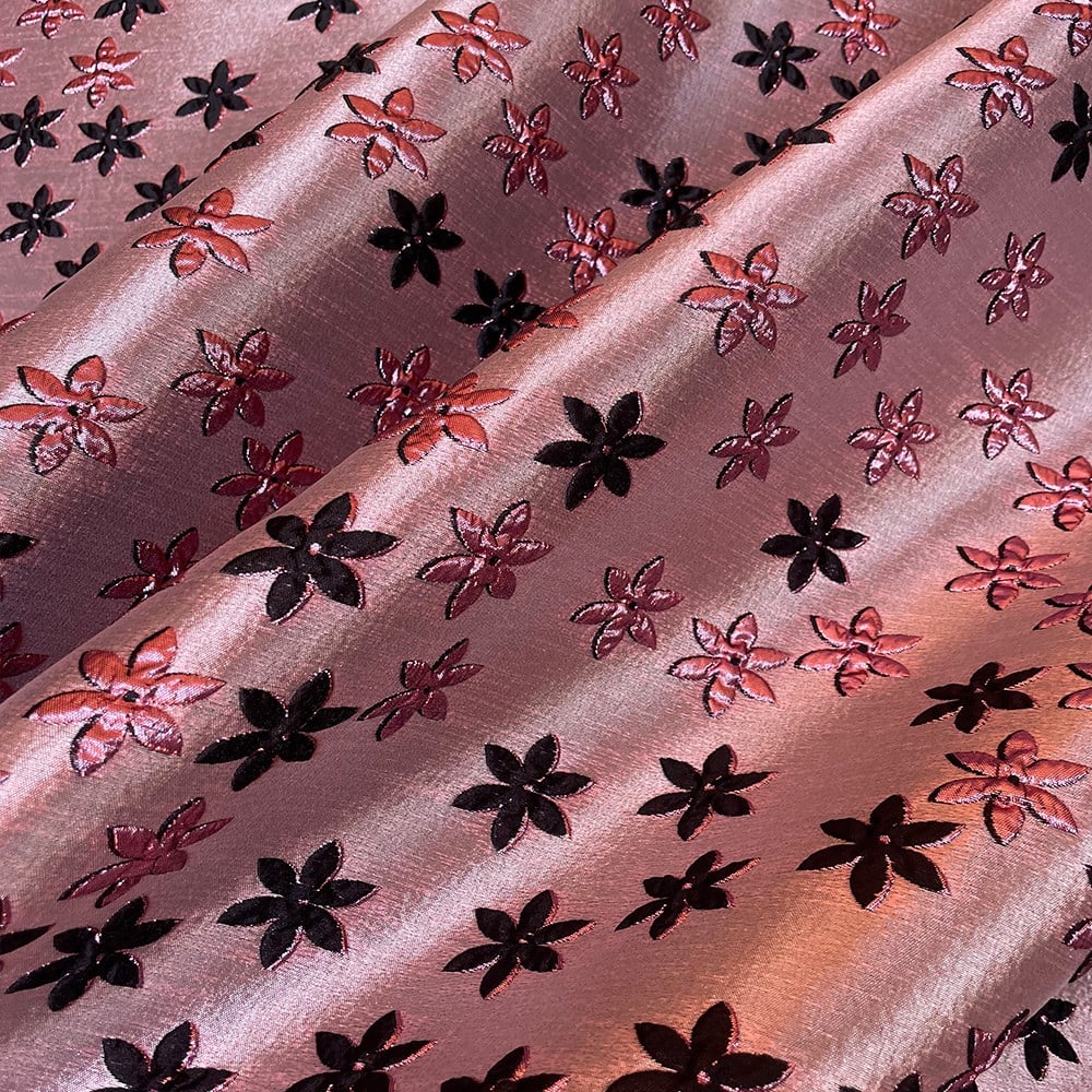 Yıldız Desenli Brokar Kumaş Pembe 6144 01