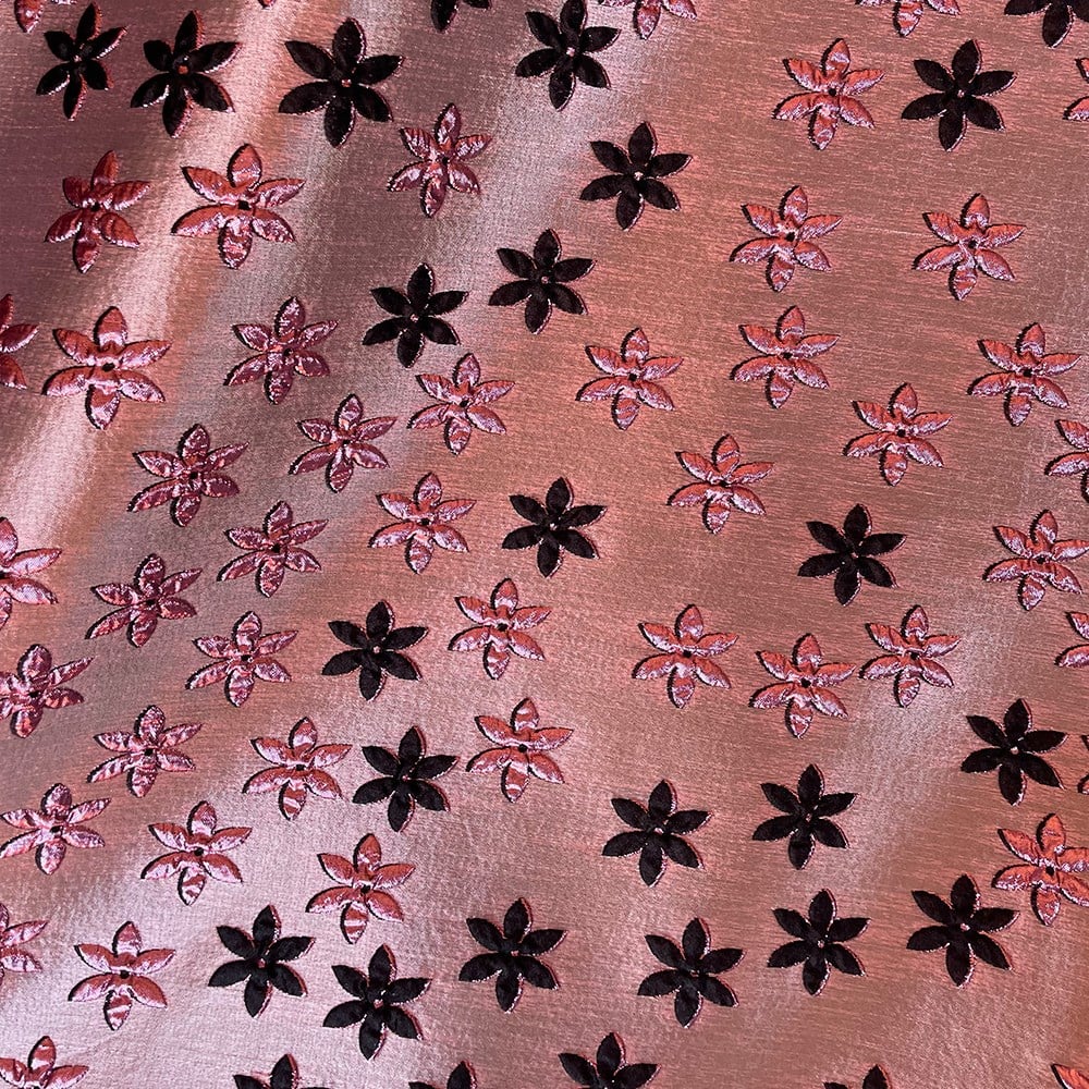 Yıldız Desenli Brokar Kumaş Pembe 6144 01