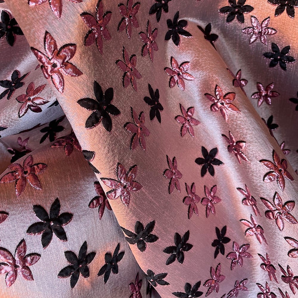 Yıldız Desenli Brokar Kumaş Pembe 6144 01