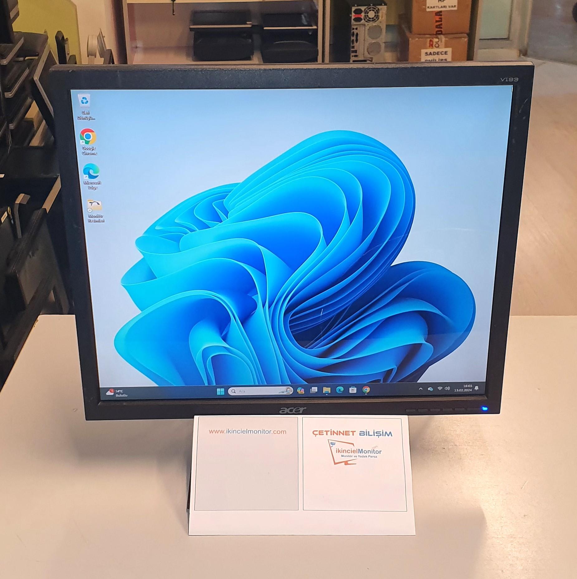 Acer V193 19 inç Lcd Kare Monitör Vga Girişli 2.El Temiz