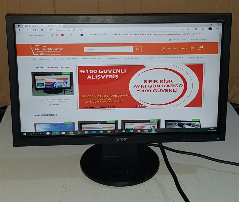 ACERACER V193HQ 18.5 inç LCD WİDE GENİŞ EKRAN MONİTÖR2.EL Temiz MonitörACER V193HQ 18.5 inç LCD WİDE GENİŞ EKRAN TEMİZ MONİTÖR