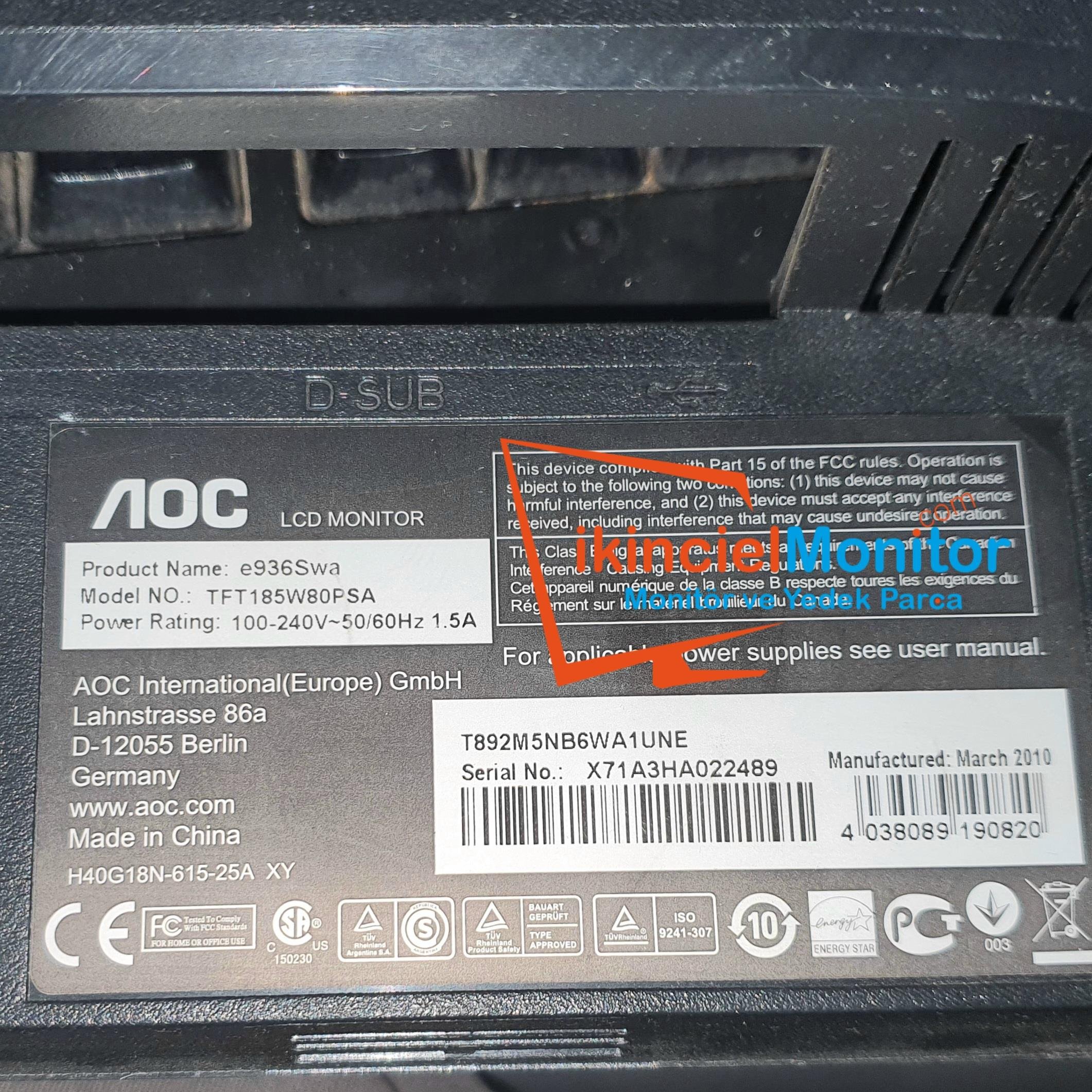 715G3189-P01-LED-001S AOC E936SWA Monitör Güç kartı