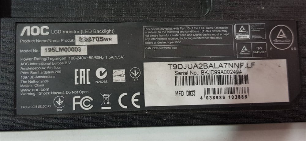 AOC E970SWN 195LM00003 19.5 inch LCD LED MONİTÖRÜN POWER BESLEME KARTI GÜÇ KARTI 715G5527-P01-004-001R