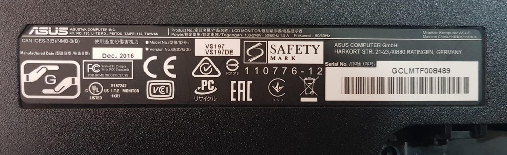 ASUS VS197 VS197DE 18.5 inç LED MONİTÖRÜN POWER BESLEME KARTI GÜÇ KARTI 715G6994-P01-000-001M