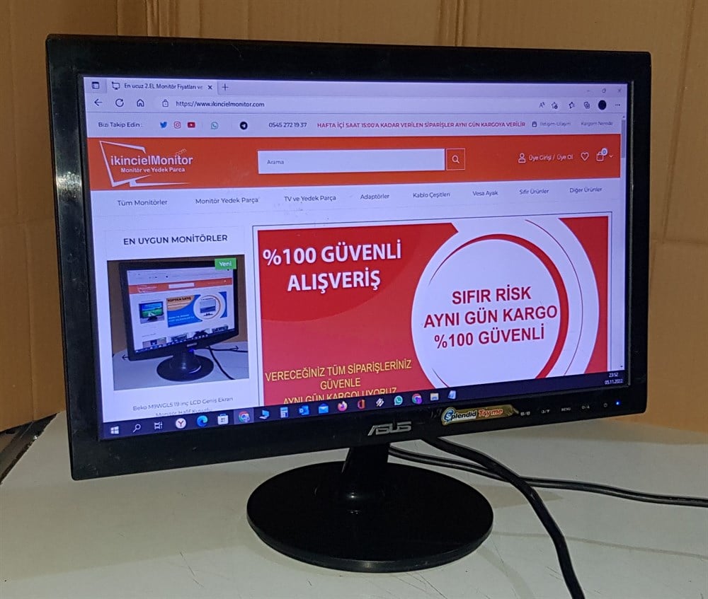 ASUSASUS VS197 18.5 inç VGA LED KAMERA MONİTÖRÜAz Defolu Monitör2.El HP V197 V5J61AA 18.5 inç VGA DVI LED MONİTÖR