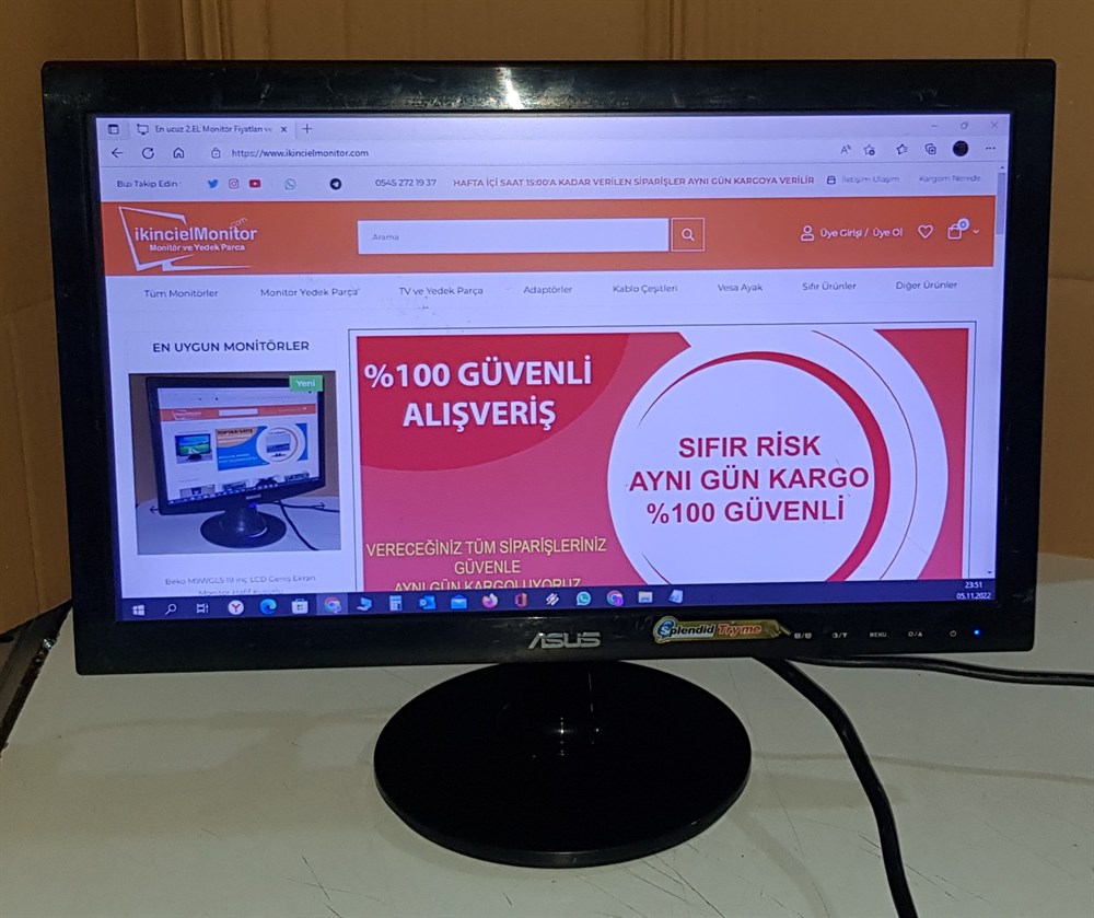 ASUSASUS VS197 18.5 inç VGA LED KAMERA MONİTÖRÜAz Defolu Monitör2.El HP V197 V5J61AA 18.5 inç VGA DVI LED MONİTÖR