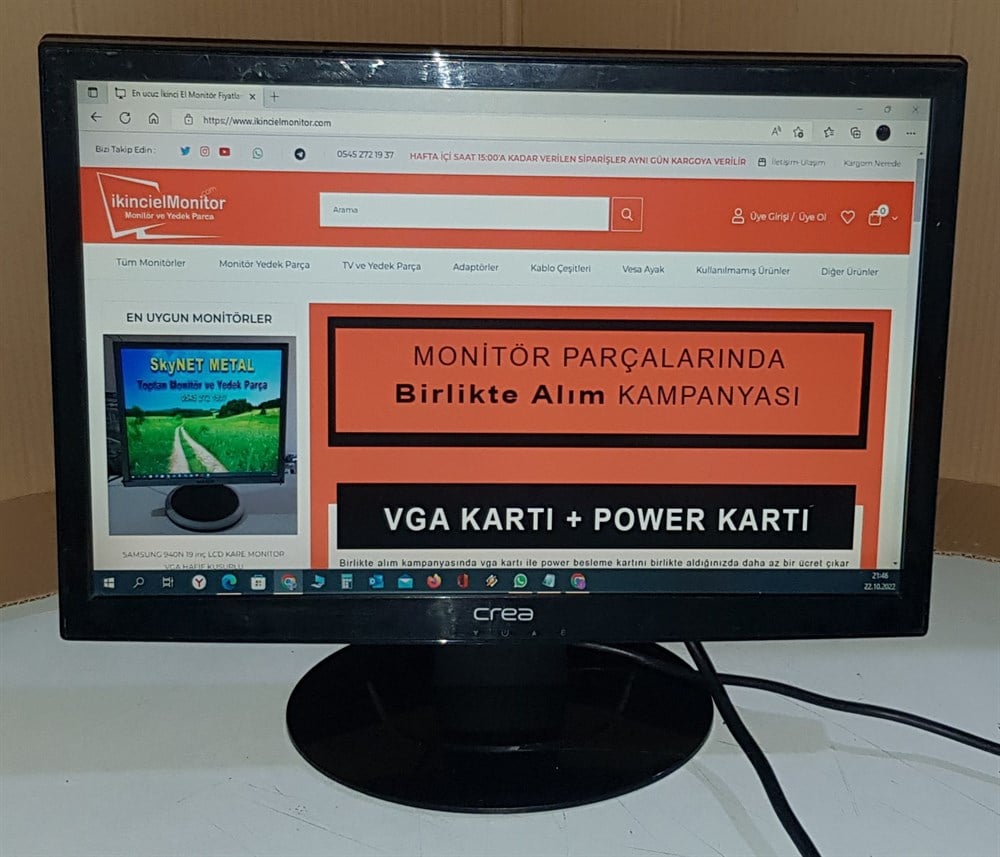 CREACREA 981W 19 inç LCD WİDE GENİŞ EKRAN MONİTÖR2.EL Temiz MonitörCREA 981W 19 inç LCD WİDE GENİŞ EKRAN MONİTÖR