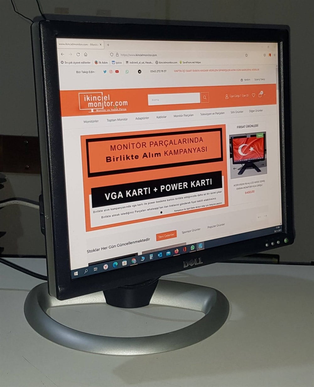 DELL ULTRASHARP 1703FPT 17 inç LCD KARE MONİTÖR ÇOK TEMİZ 1280 X 1024 VGA DVI ÇIKIŞLI YATAY VE DİKEY KULLANIM