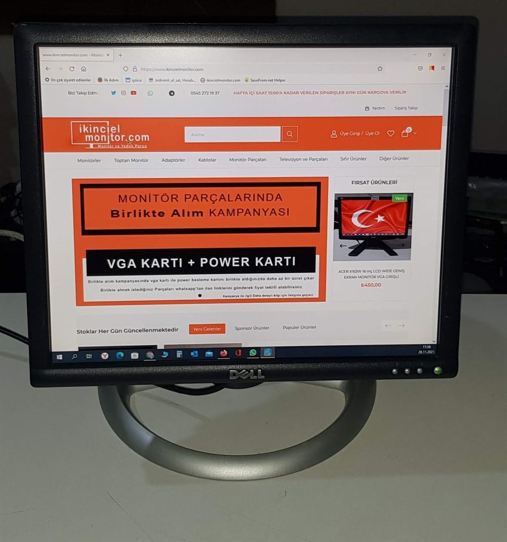 DELL ULTRASHARP 1703FPT 17 inç LCD KARE MONİTÖR ÇOK TEMİZ 1280 X 1024 VGA DVI ÇIKIŞLI YATAY VE DİKEY KULLANIM