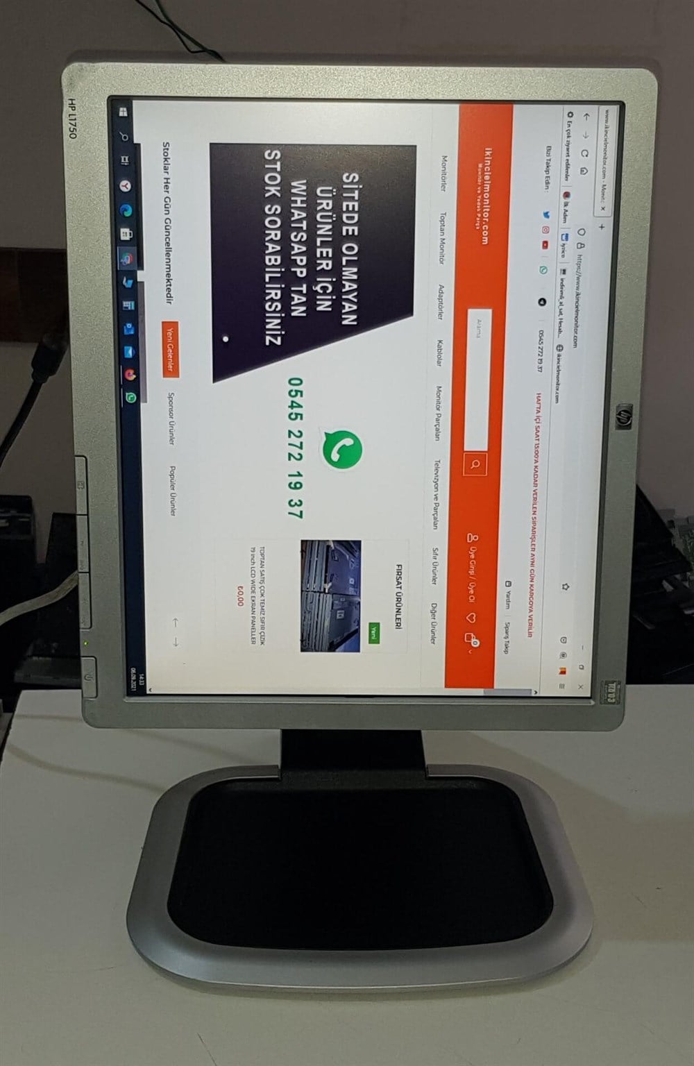 HP L1750 17 inch LCD KARE EKRAN MONİTÖR YATAY VE DİKEY KULLANIM VGA DVI+D ÇIKIŞLI
