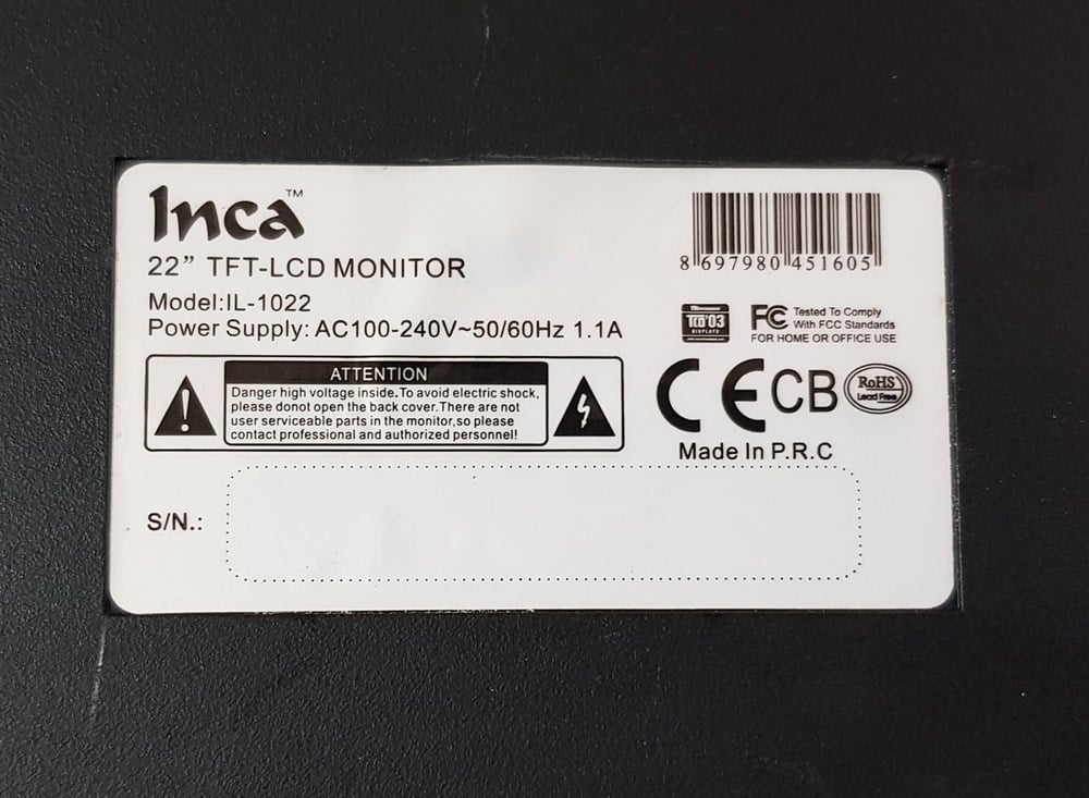 İNCA IL-1022 22 inç LCD MONİTÖRÜN POWER BESLEME KARTI GÜÇ KARTI PI2216 2in1 POWER 8032992216 AZ KULLANILMIŞ TEMİZ KART