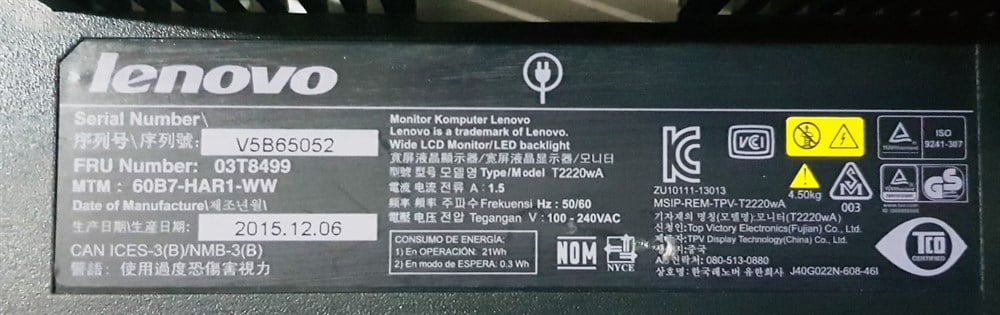 LENOVA T2220WA V5B4612 21.5 inç LED MONİTÖRÜN VGA GÖRÜNTÜ KARTI GRAFİK KARTI ANAKART 715G4401-M04-000-004L