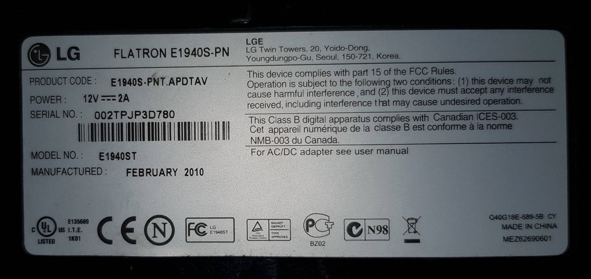LG FLATRON E1940S-PN 18.5 inch LED MONİTÖRÜN AYAĞI, AYAK, MASA STANDI, 