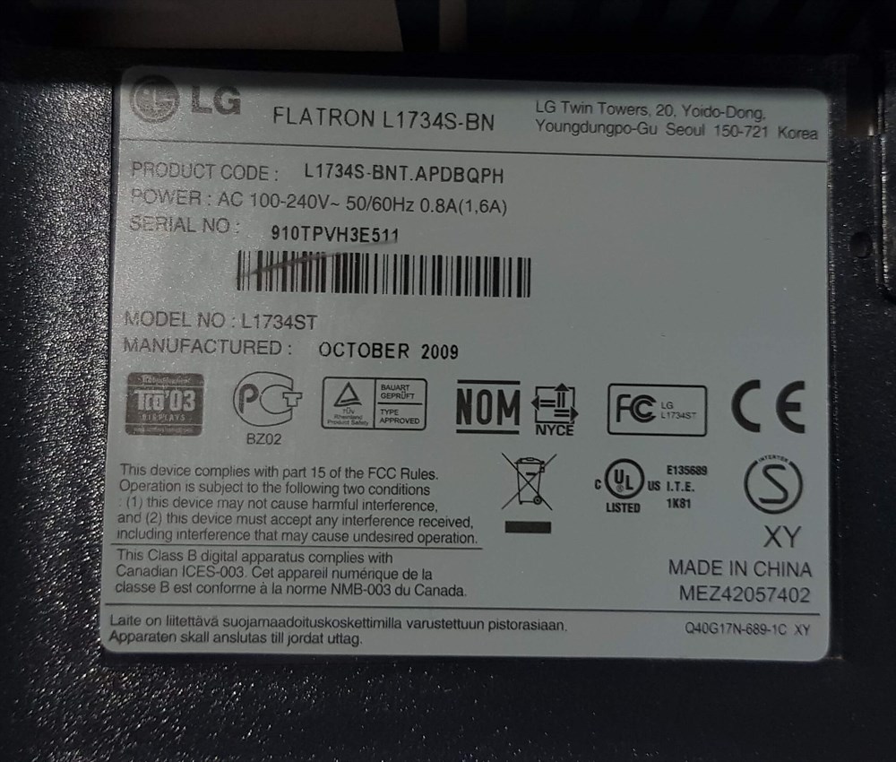 LG FLATRON L1734S-BN 17 inç LCD KARE MONİTÖRÜN POWER BESLEME KARTI MAIN BOARD GÜÇ KARTI 715G2905-1