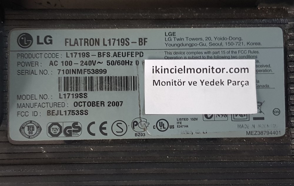 LG Life's GoodLG FLATRON L1719S-BF 17 inç LCD MONİTÖR POWER BESLEME GÜÇ KARTIPower Besleme KartıLG FLATRON L1719S-BF 17 inç LCD MONİTÖR POWER BESLEME GÜÇ KARTI TAMİRSİZ