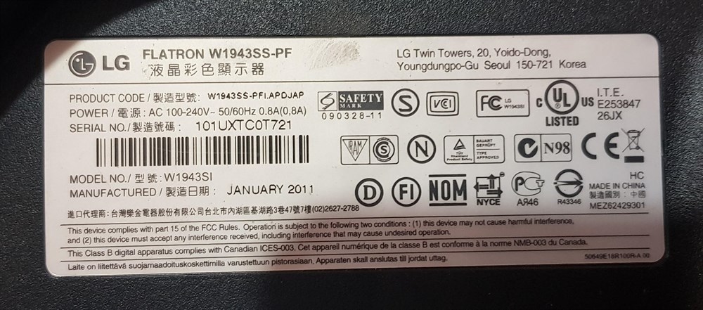 LG W1943SS-PF 18.5 inch MONİTÖRÜN VGA GÖRÜNTÜ KARTI GRAFİK KARTI ANAKART 491821300100R