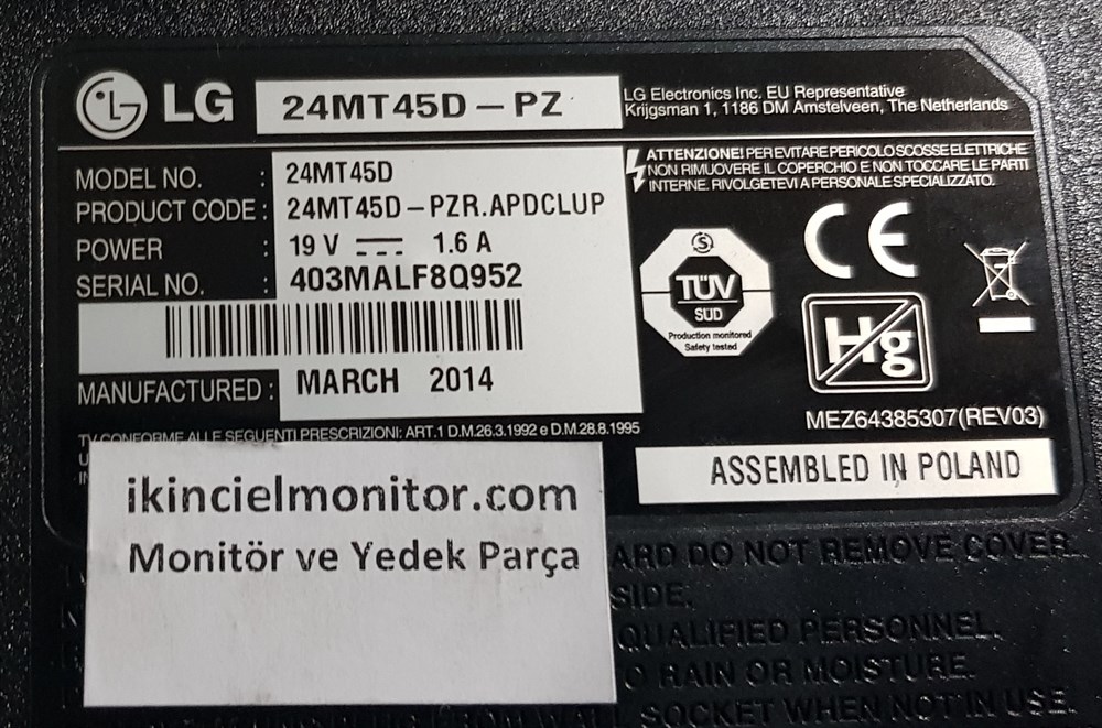 LGLG 24MT45D-PZ 24 inç LED TV MAİN BOARD PANELİ KIRIK ANAKARTI SAĞLAMTelevizyon ve Yedek ParçaLG 24MT45D-PZ 24 inç LED TV MAİN BOARD PANELİ KIRIK ANAKARTI SAĞLAM