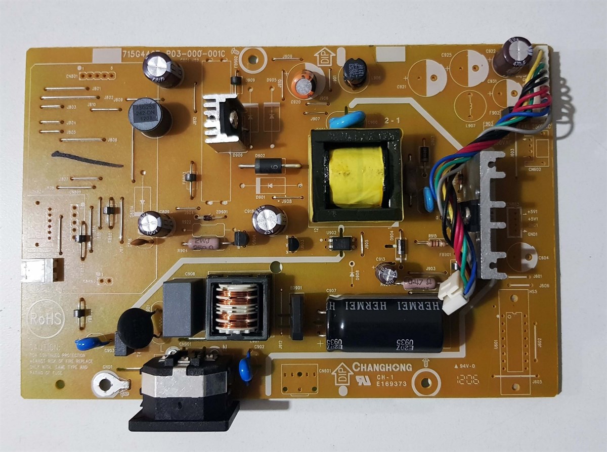 PHİLİPS 196V3LSB25/62 18.5 inç LED MONİTÖR POWER BESLEME KARTI, MAİN BOARD, GÜÇ KARTI PSU 715G4497-P03-001C