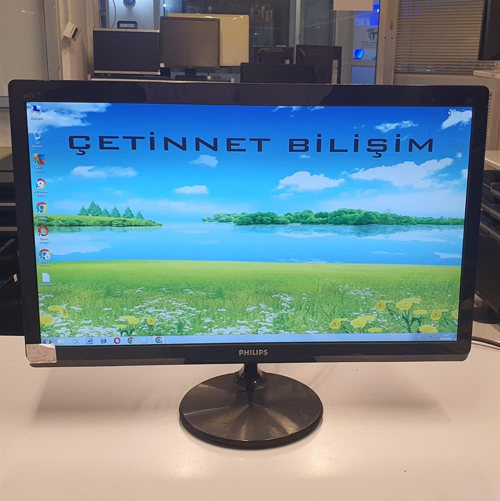 PHİLİPSPhilips 247E4L 23.6 inç Hdmı Monitör Hafif KusurluAz Defolu Monitör2.El Philips 247E4L 23.6 inç VGA HDMI Hoparlörlü Led Monitör
