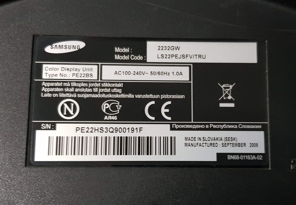 SAMSUNG 2232GW 22 inç LCD MONİTÖR POWER BESLEME KARTI GÜÇ KARTI IP-45130B