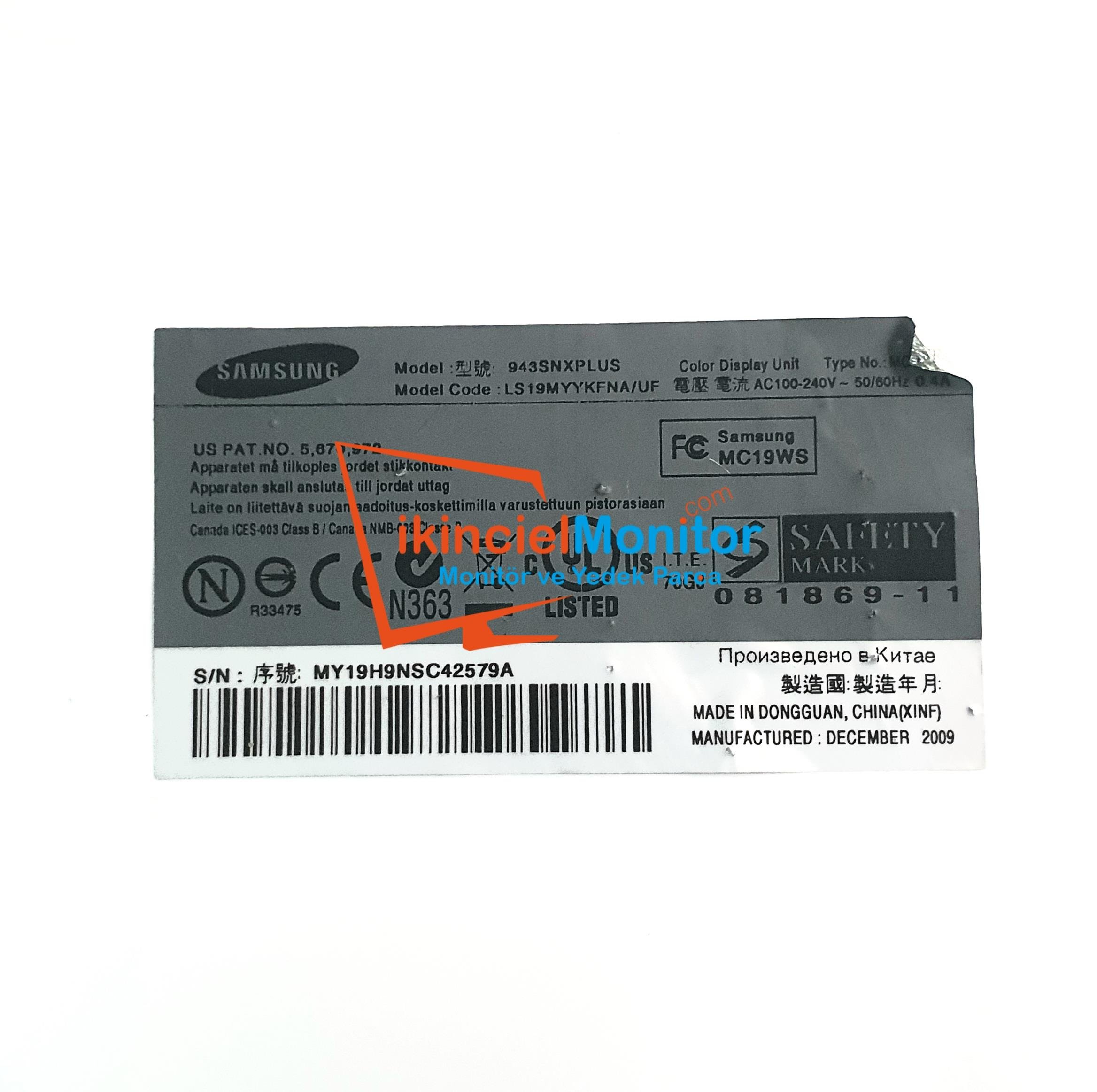 IP-23155A Samsung 943SNXPlus Monitör Güç Kartı