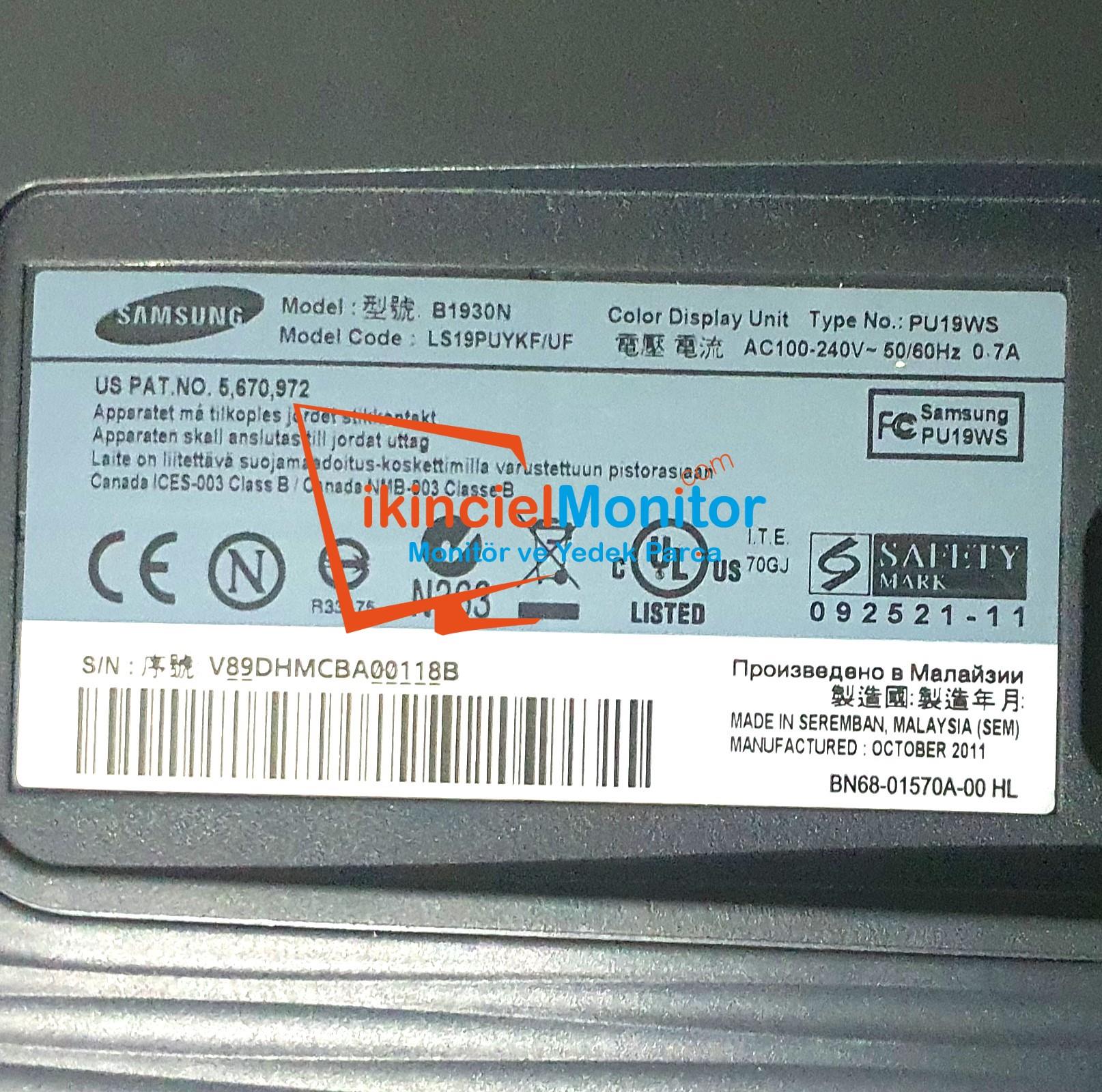 B1930N Samsung Monitör Güç Kartı PWI1802PCI