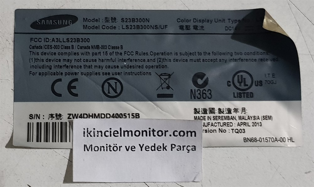 SAMSUNGSamsung S23B300N 23 inç LED MONİTÖR VGA EKRAN ANAKARTI MAİN BOARD BN91-09271PVGA Ekran AnakartSamsung S23B300N 23 inç LED MONİTÖR VGA EKRAN ANAKARTI MAİN BOARD BN91-09271P