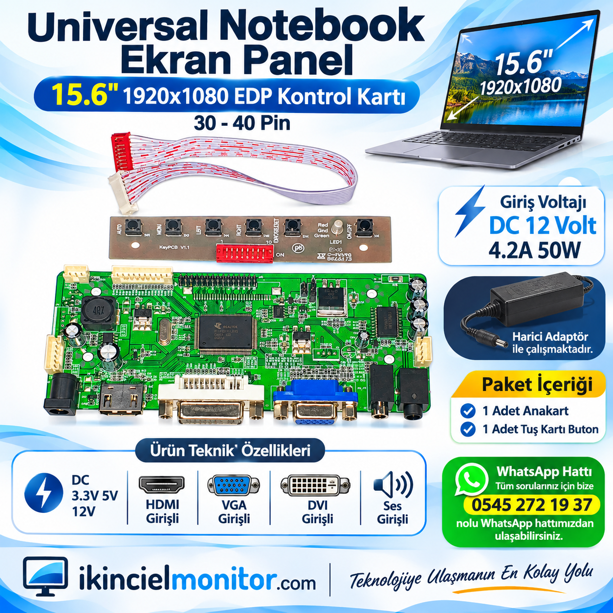 Universal LED Ekran EDP Kontrol Kartı HDMI 15.6