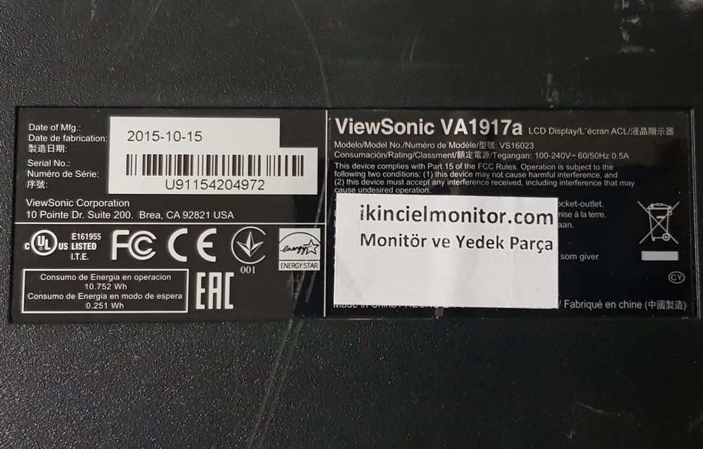 VİEWSONİCViewsonic VA1917A Monitör Besleme Güç KartıMonitör Yedek ParçaViewsonic VA1917A Monitör Besleme Güç Kartı M18C1PT-LED