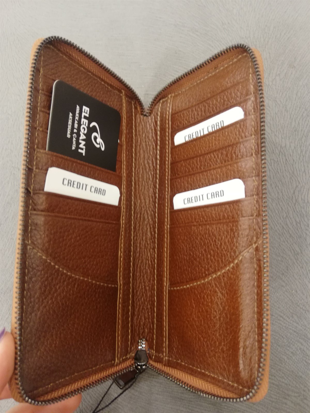 CÜZDAN DERİ UNISEX FERMUARLI TABA