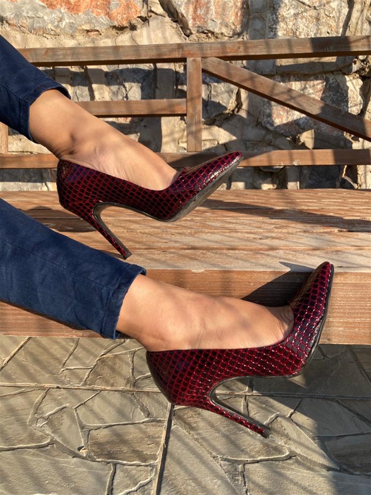 STİLETTO PETEK BORDO
