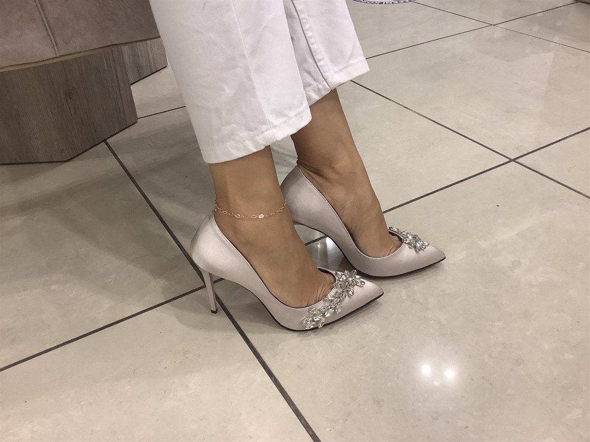 STİLETTO TAŞLI SATEN TEN