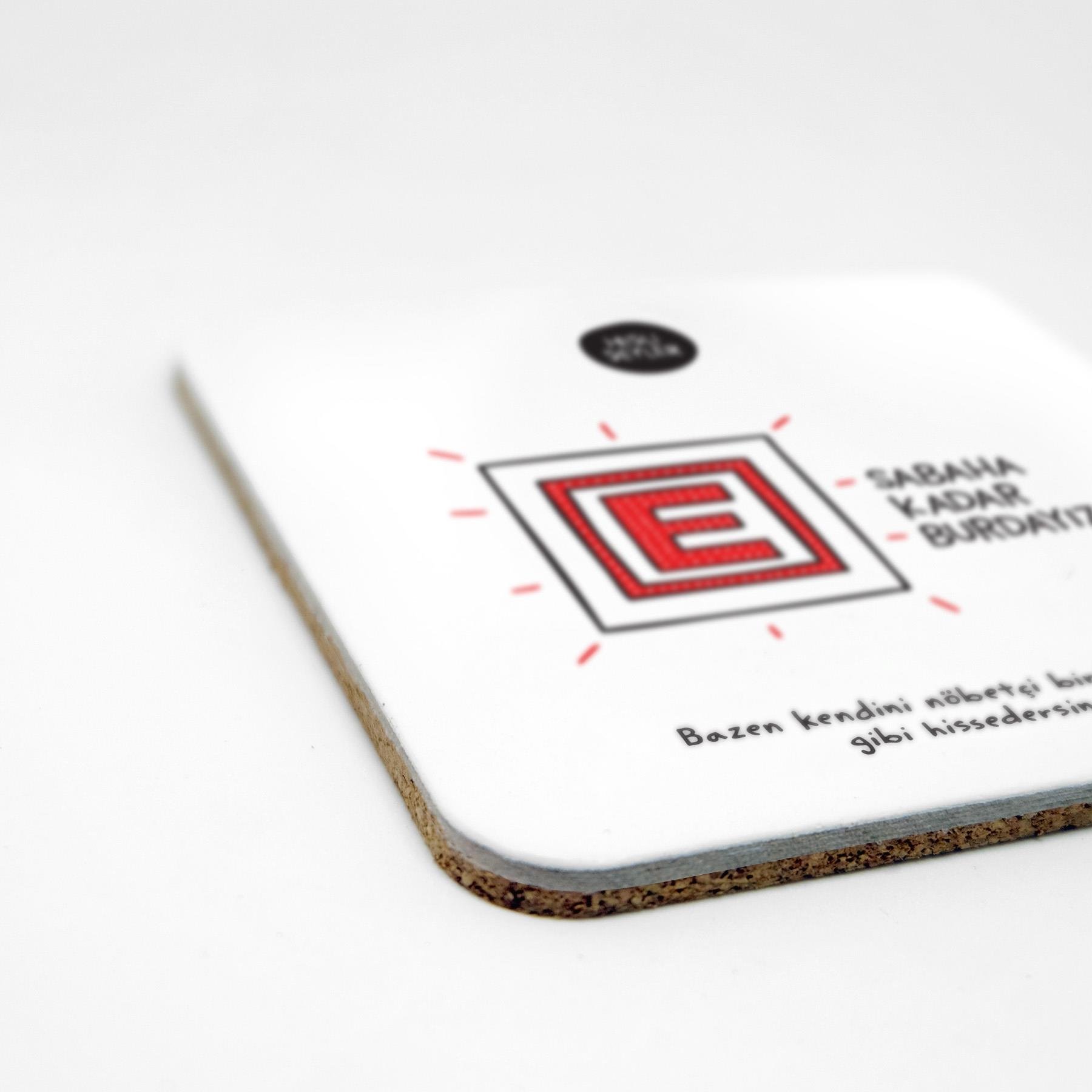 Hisli ŞeylerSabaha Kadar Burdayız 2'li Bardak Altlığı Seti