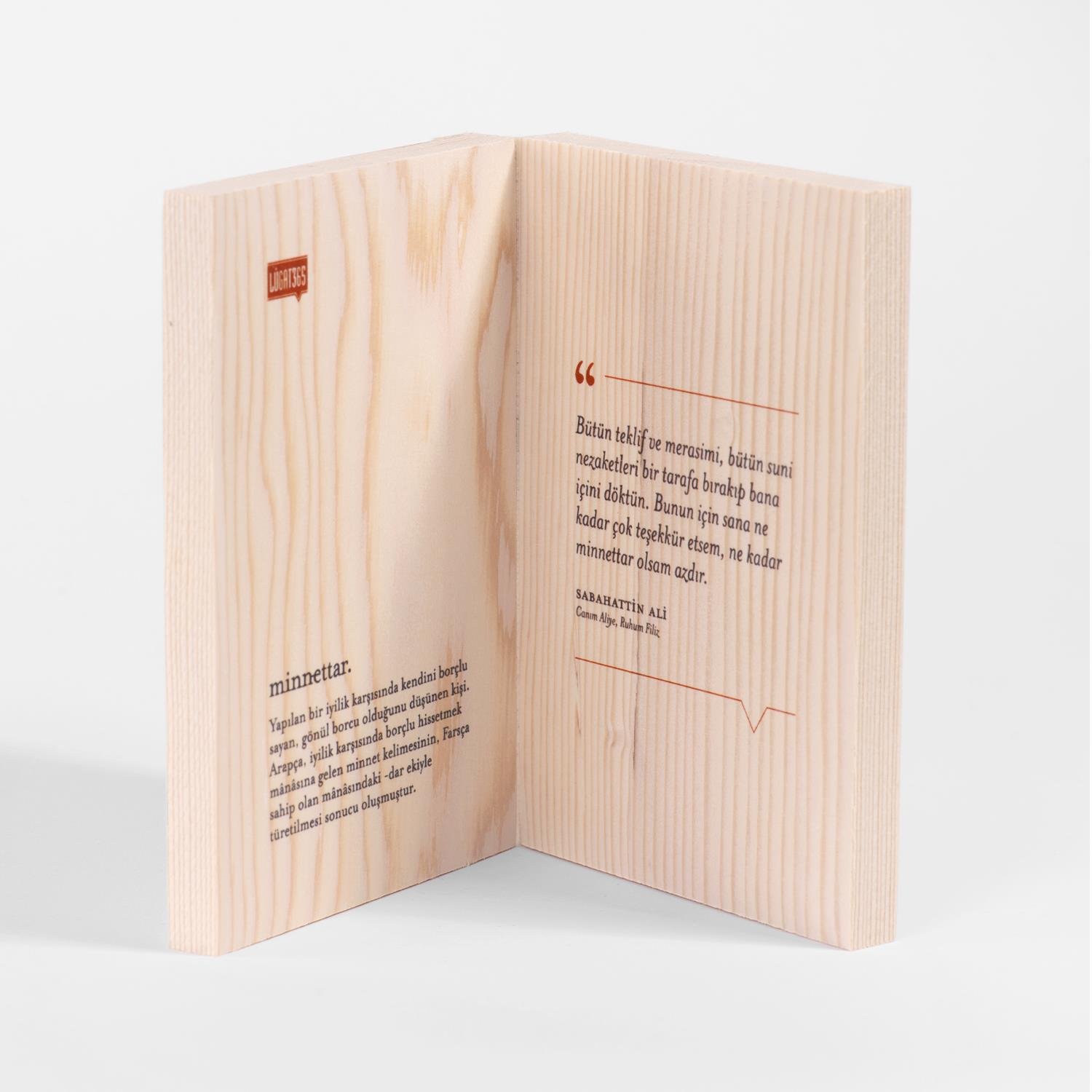 Lûgat365Minnettar Ahşap Kitap