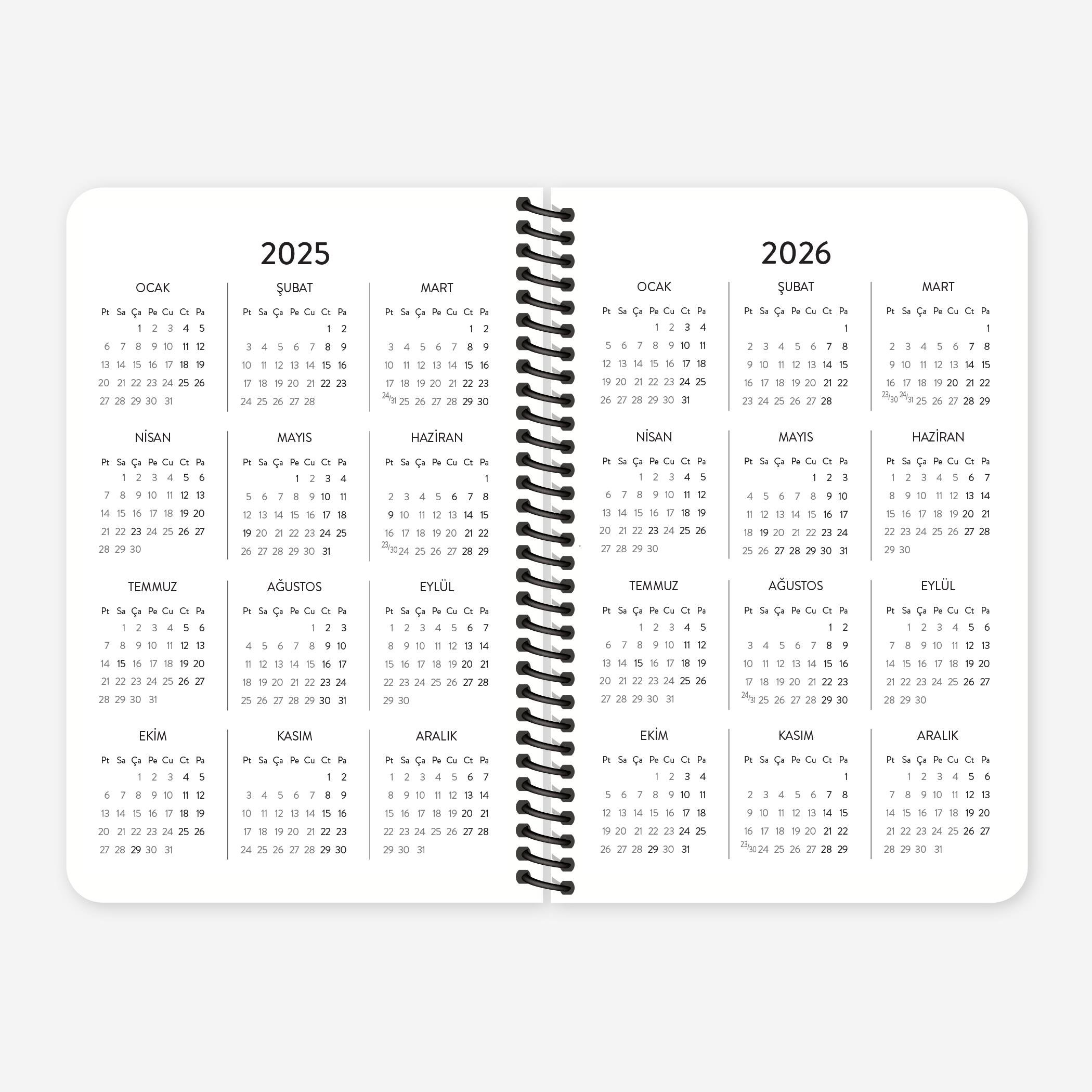 Hisli ŞeylerKimseyi Görmedim Ben 2025 Haftalık Ajanda