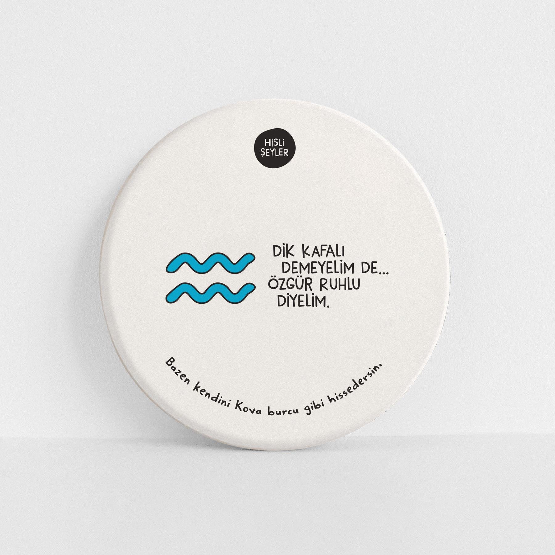 Hisli ŞeylerHisli Şeyler Kova Burcu Taş Bardak Altlığı