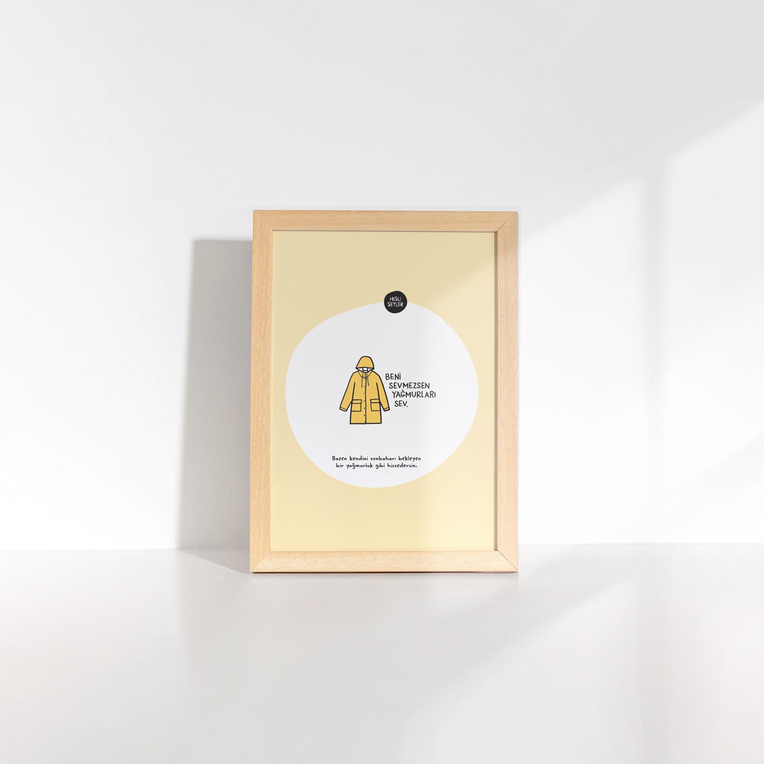 Hisli ŞeylerYağmurları Sev Çerçeveli Mini Poster