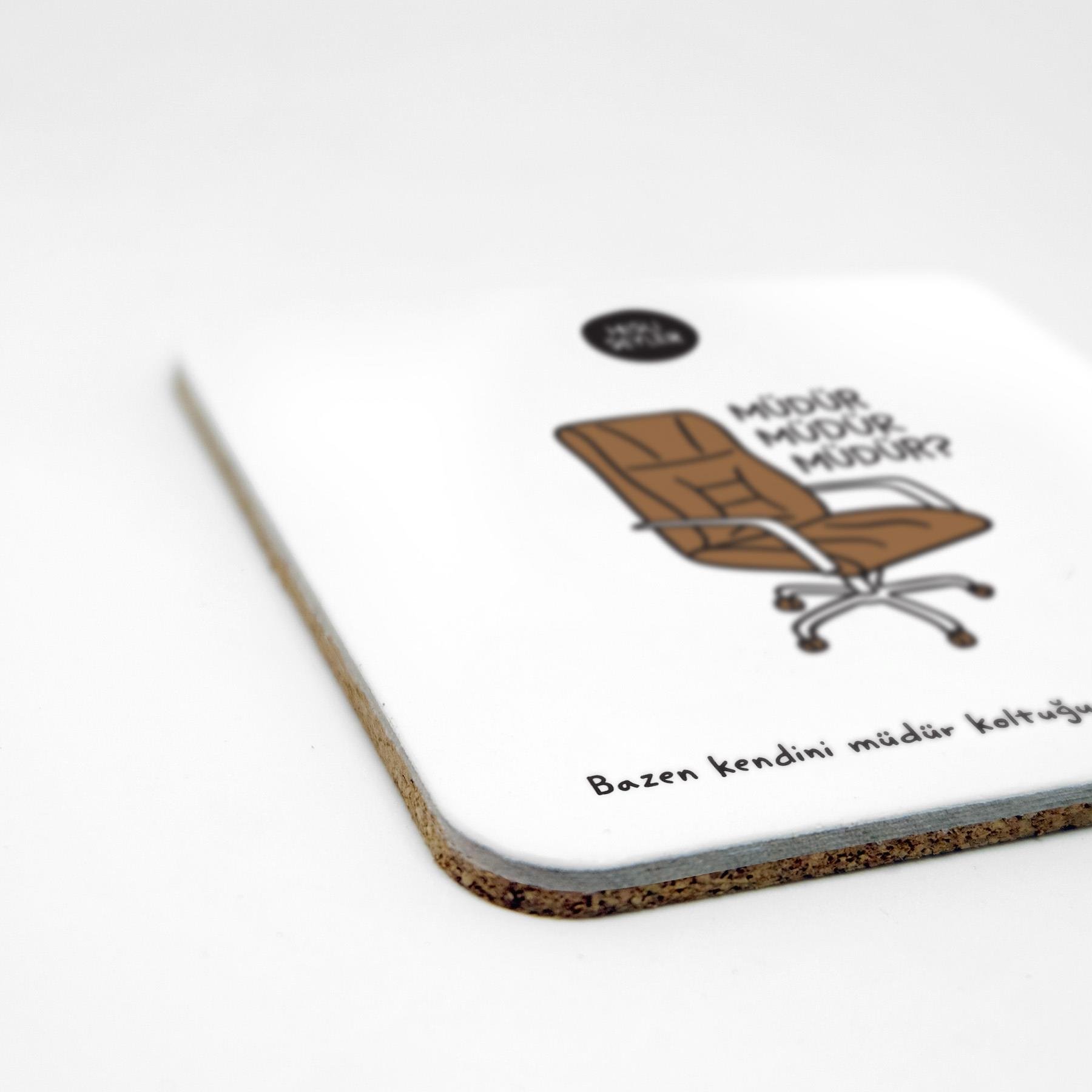 Hisli ŞeylerMüdür Müdür Müdür 2'li Bardak Altlığı Seti