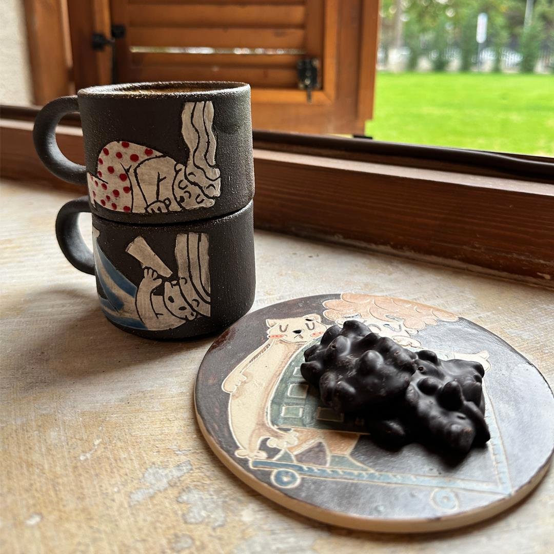 SevdiklerimizTip Ceramic | Büyük Boy Altlık - Kedi