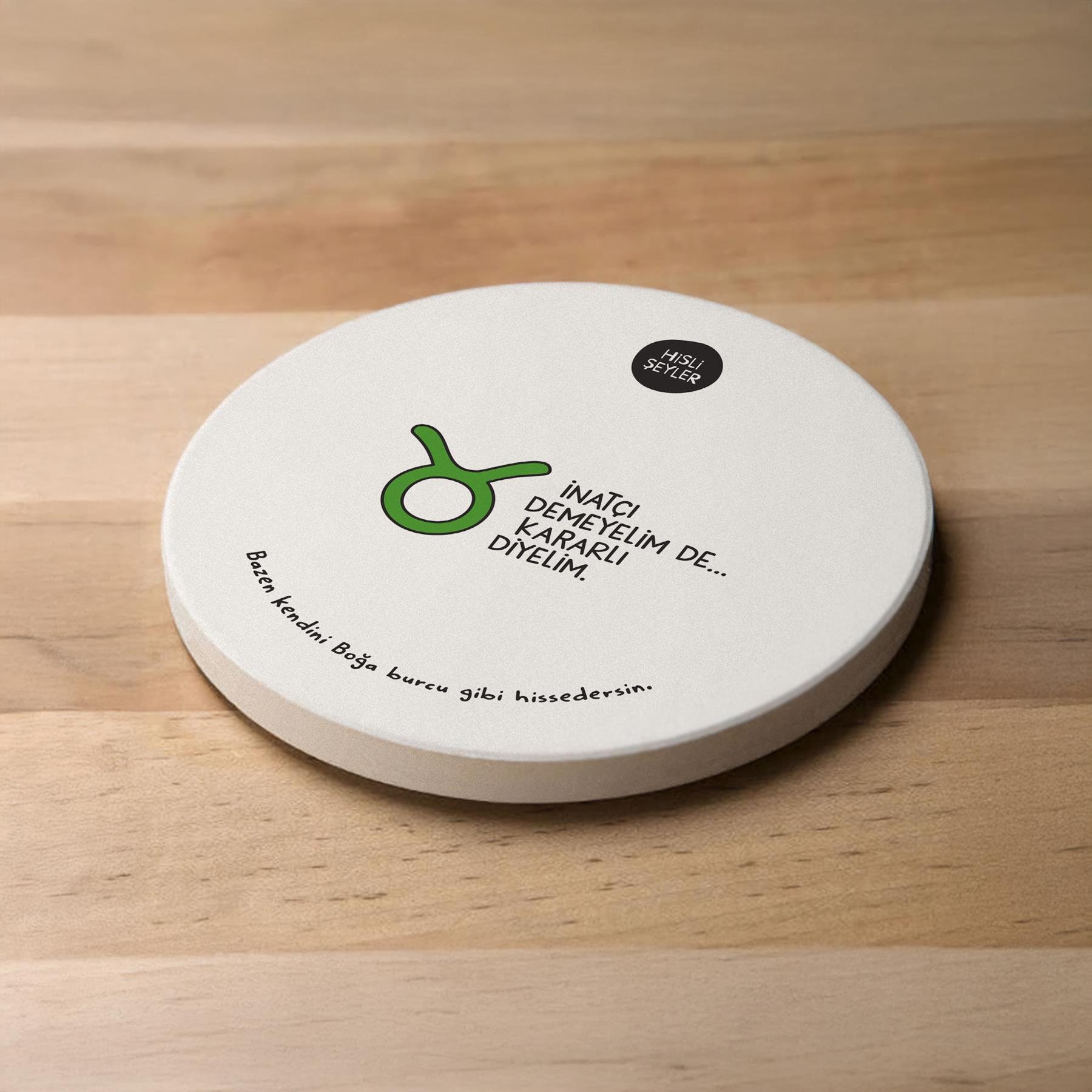 Hisli ŞeylerHisli Şeyler Boğa Burcu Taş Bardak Altlığı