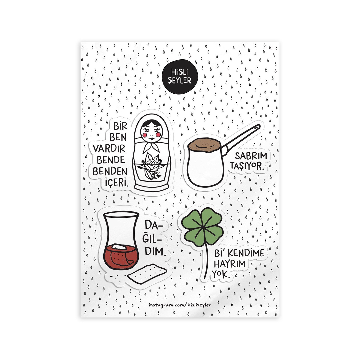 Hisli ŞeylerHisli Şeyler 4'lü Çıkartma Seti 03