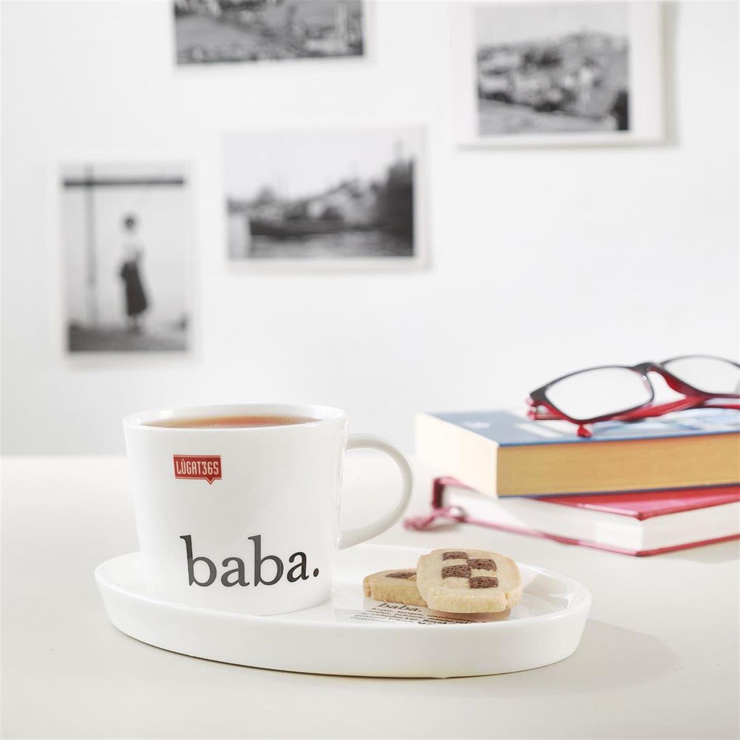 Lûgat365Baba Porselen Tabaklı Çay Fincanı